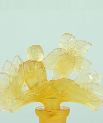 ART DECO Glass Flacon Orange Crystal Perfume Bottle 1