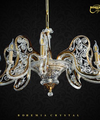 Crystal Coated Golden Chandelier Light